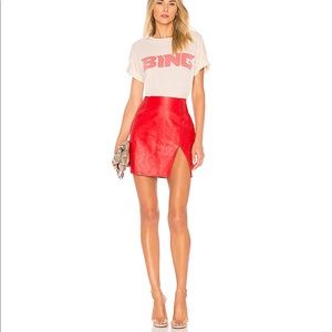 Trinity Faux Leather Skirt in Red